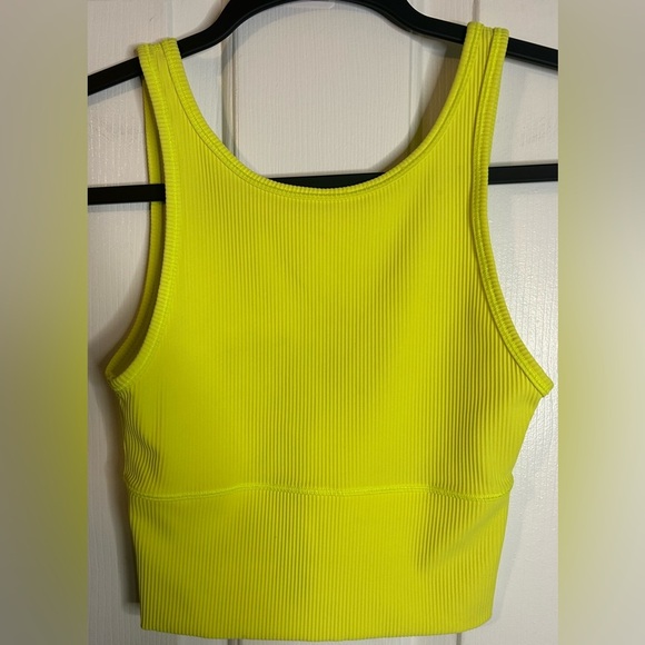 Lululemon Power Pivot Ribbed Tank Top- Highlight Yellow/ Size 2 - Picture 2 of 7